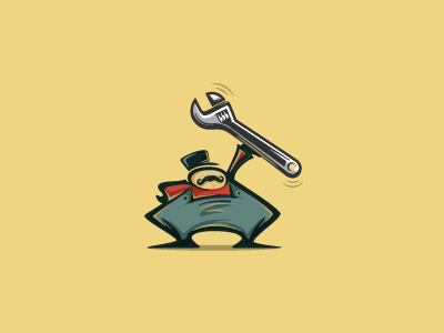 The Mechanic car cartoon character design illustration mascot mechanic pants plumbing repairman wrench