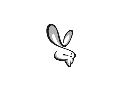 Wild Rabbit bw cartoon crazy design illustration linear logo rabbit spiral twisted wild