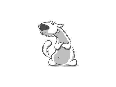 Dog bw cartoon character cute dog fur mascot playful snout vector