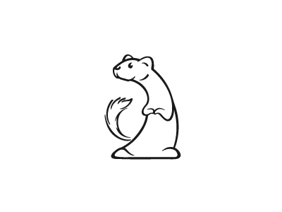 Weasel animal cartoon character cute design forest linear logo weasel
