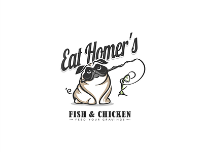 Pug - Eat Homer's design dog fish food illustration linear logo pug puppy restaurant vector