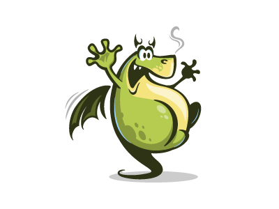 Happy Dragon character cute design dragon funny happy logo mascot wing