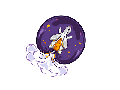 Flying Rabbit bunny carrot character design flying galaxy illustration mascot rabbit rocket space