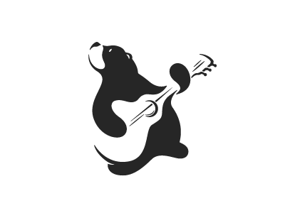 Bear Playing A Guitar bear design guitar illustration kids logo music negative space play symbol teddy bear