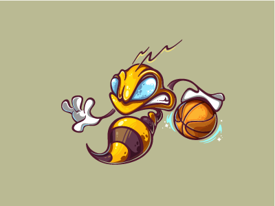 Basketball Bee (Cartoon) ball basketball bee cartoon design dribbble game graffiti hive illustration kids logo play sport sports logo