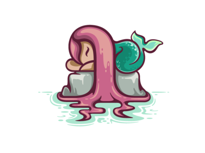 Mermaid sleeping water girl underwater cute feminine design femine hair fish illustration design logo ocean sea mermaid