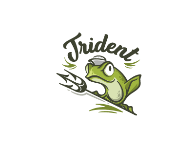 Trident Frog character design frog illustration leaves logo mascot nature ocean sailor sea trident