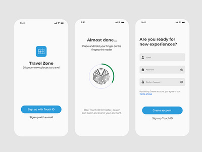 Mobile Sign Up 2021 trends app design daily ui design ecommerce figma graphic design mobile mobile app motion graphics touch id travel app trends ui ui design ux design visual design