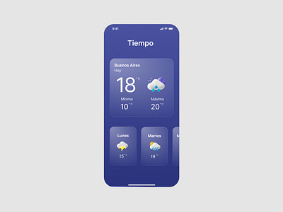 Weather app 3D style and glassmorphism