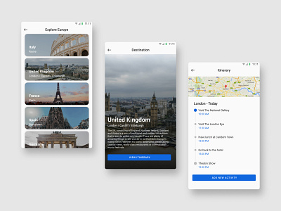 Daily UI Challenge - Itinerary android app design daily ui design figma london ui challenge ui design uk ux design visual design