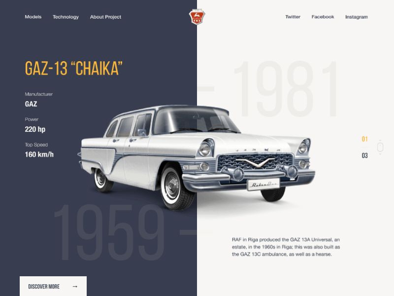 Soviet Cars car cars clean concept design flat minimal retro typography ui ux web website