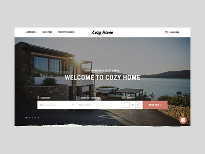 Cozy Home - Booking website amenities apartment booking calendar check in design gallery hotel house instagram location product real estate rent travel trip ui ux web website