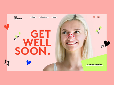 Get well soon blog care catalog clinic collection e commerce font grid health homepage menu navigation plasters product responsive ui ux vivid web website