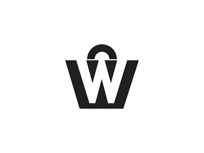 W + shopping black version brand branding business ecomarce identity lettarmark mark marketing shop shopping w