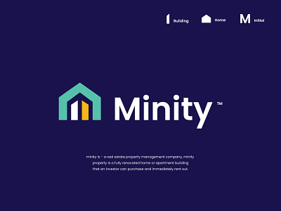 Minity brand branding business buy company design home house identity lettarmark logo minity modern property real estate real estate logo sale