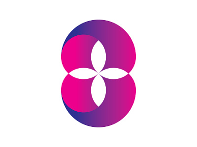 Number Eight Flower Logo For Sale branding design eight flower identity lettarmark logo