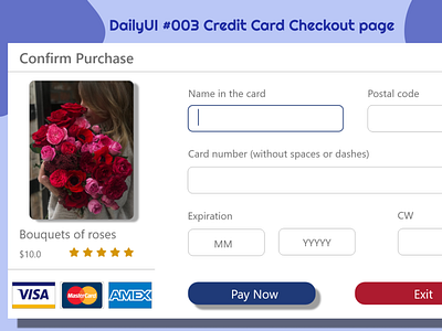 #dailyui #003 - Credit Card Checkout form or page design ui ux