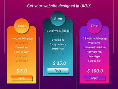#DailyUI #029 - Pricing design ui ux