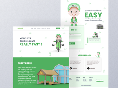 Delivery website landing page