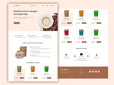Online coffee shop landing page