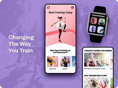 Fitness App with Wearable fitness app fitness app design mobile app design mobile ui ui wearable app wearable design wearable ui