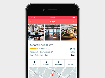 Smap Place Page app favorite information iphone location places restaurant social ui ux