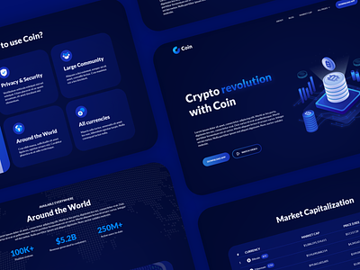 Coin Cryptocurrency Webflow Template animation blue coin crypto cryptocurrency dark design interactive layout template ui ux uxui web web design web development webdesign webflow website