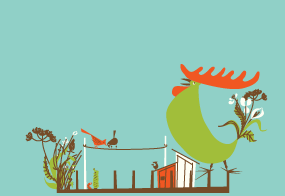 Rooftop 01 illustration rooftop rooster wildlife