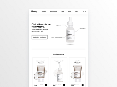 Daily UI #003: The Ordinary Landing Page Redesign dailyui dailyui003 landing page redesign skincare the ordinary