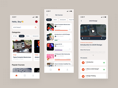 Online Learning Mobile App app clean ui course course app design e learning education edutech exploration learning learning app mobile app mobile app design online online course online learning study ui user interface ux