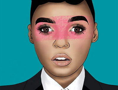 Janelle Monae design digital illustration digital painting digital portrait illustration illustration art janelle monae pop art portrait portrait art portrait illustration singer textures