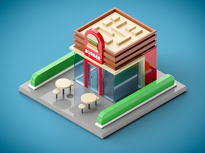 The Toy Buildings Project - Burger Shop 3d b3d blender modeling photoshop toybuilding