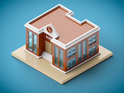 The Toy Buildings Project - School 3d 3dillustration 3dmodeling 3dtoy b3d blender modeling photoshop toybuilding