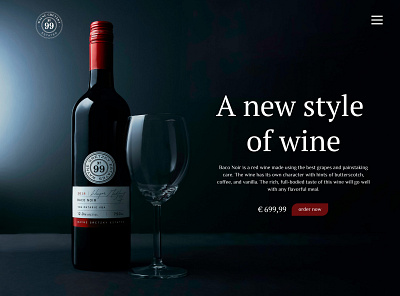 Wine produkt page graphic design webdesign