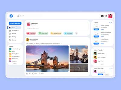 Facebook Desktop Redesign app branding design graphic design ui ux uxui