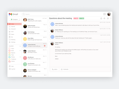 Gmail Desktop Layout Redesign app branding design graphic design illustration ui ux uxui