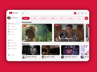 YouTube Desktop Redesign app branding design graphic design illustration ui ux uxui