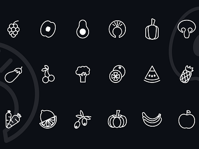 18 Line icons food