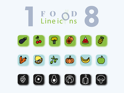 18 Line icons food