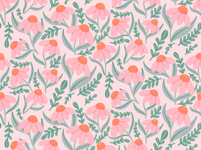 Pink daisies design illustration pattern pattern design surface design surfacedesign