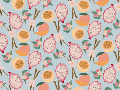 Dragon fruit and vanilla design illustration pattern pattern design surface design surfacedesign