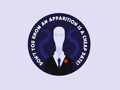 Don't You Know an Apparition is a Cheap Date? arctic monkeys badge flat horror illustration slender man song lyrics sticker video game