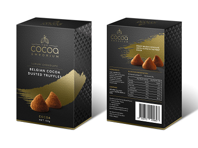 The Cocoa Emporium Belgian Cocoa Dusted Truffles Packaging packaging design