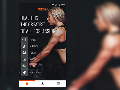 Fitness analysis app fitness gym health home screen news nutrition planning sport training ui ux