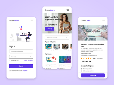 CrowdLearn (Redesign) app design e learninig online learning ui user interface