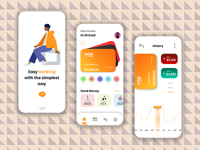 Bank App app design illustration mobile ui