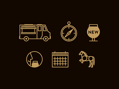 Ponysaurus Icons beer calendar compass dinosaur food horse icon icons illustration pony tasting truck
