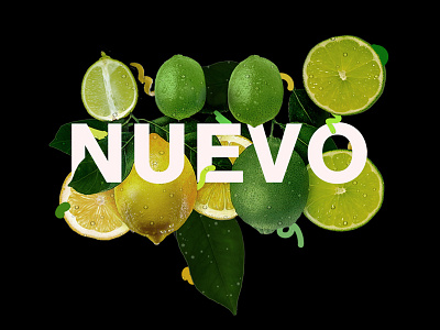 Nuevo black lemon lime pattern type typography