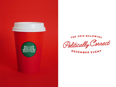 Baldwin& Holiday Party advertising christmas coffee cup holiday party photography red starbucks type typography