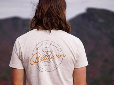 Baldwin& t-shirt apparel branding clothing logo mark script seal shirt t shirt type typography